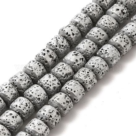 Electroplated Natural Lava Rock Beads Strands G-G984-06A-1
