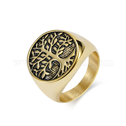 Ретро титановое стальное кольцо на палец «Древо жизни» FIND-PW0020-06B-AG-1