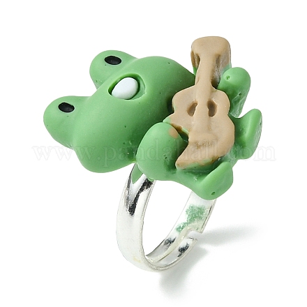 Frog Resin Finger Ring RJEW-JR00639-03-1