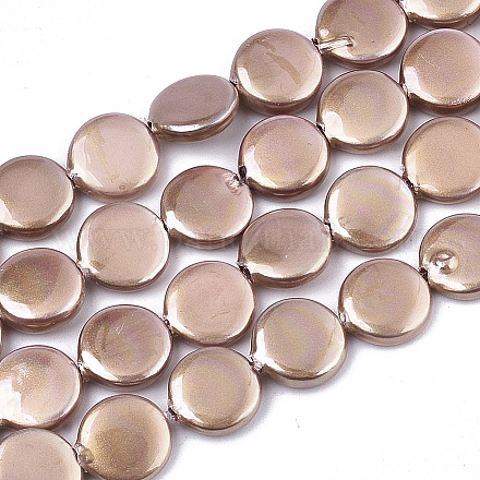 Spray Painted Shell Pearl Beads Strands SSHEL-R045-02-1