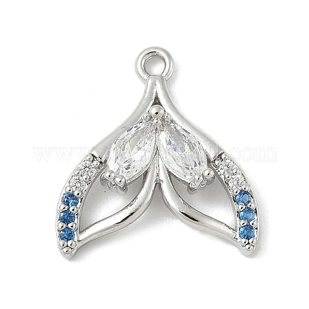 Подвески-коннекторы с изображением морских животных из латуни с паве светло-голубого цвета и прозрачного кубического циркония KK-M326-07C-P-1