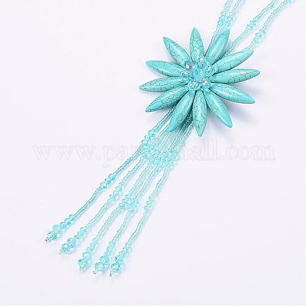 Synthetic Turquoise Beaded Necklaces NJEW-G282-21E-1