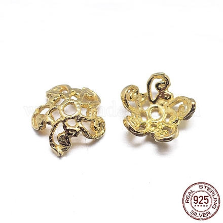 Veri cappucci di perline in argento sterling a 18 petali e 5 placcati in oro 925k STER-M100-17-1