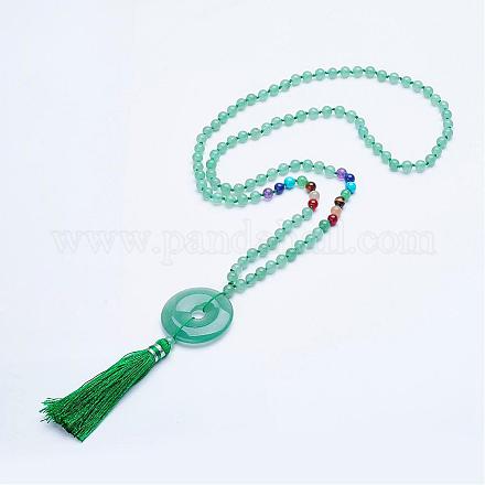 Colliers avec perles en aventurine verte naturelle NJEW-P159-04-1