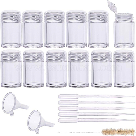 BENECREAT 12 Packs Small Glass Loose Powder Bottle Jars Glitter Containers with Sifter DIY-BC0002-35-1
