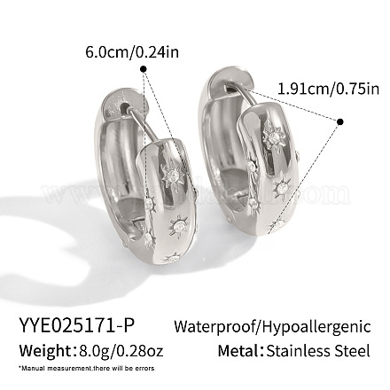 Серьги-кольца в форме звезды из нержавеющей стали 304 EZ1230-2-1