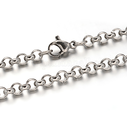 304 de acero inoxidable Rolo cadenas collares NJEW-M151-13A-1
