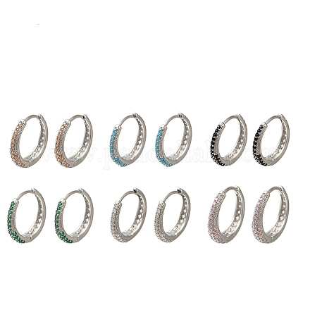 Серьги-кольца из латуни с микропаве из кубического циркония EJEW-H143-25P-1