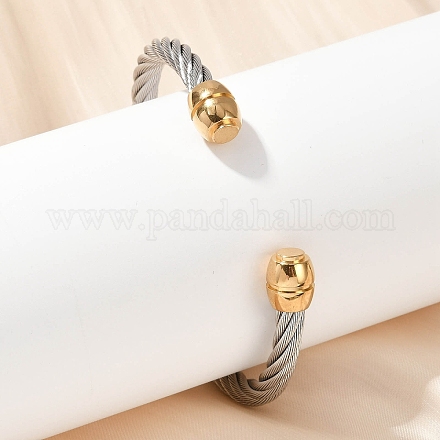 Браслеты-манжеты из нержавеющей стали 304 BJEW-M136-01B-PG-1