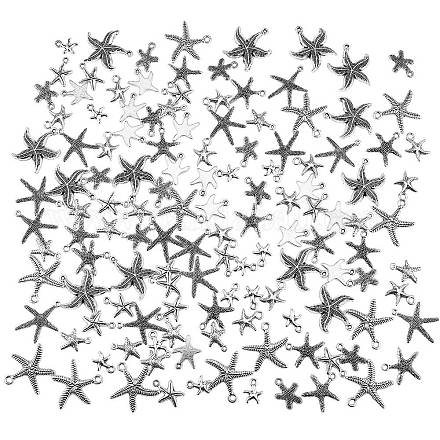 Pendentifs en forme d'étoile de mer / étoiles de mer en alliage de style tibétain TIBEP-PH0001-14AS-RS-1