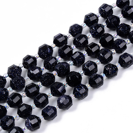 Synthetische blauen goldstone Perlen Stränge G-R482-12-8mm-1