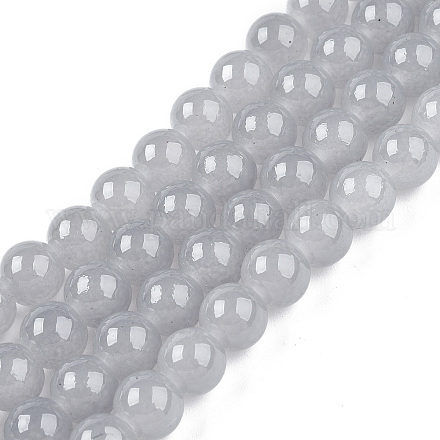 Выпечки окрашены имитация нефрита стекловолокна круглый шарик DGLA-Q021-8mm-43-1