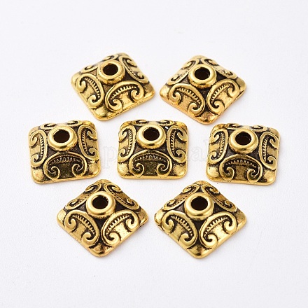 Antigüedades tono dorado tapas de abalorios estilo tibetano cuadrado X-GLF0893Y-NF-1