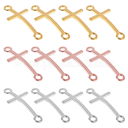 CHGCRAFT 60pcs Sideways Cross Alloy Connector Charms Mixed Color Links for DIY Bracelet Necklace Jewelry Craft Making PALLOY-CA0001-04-1