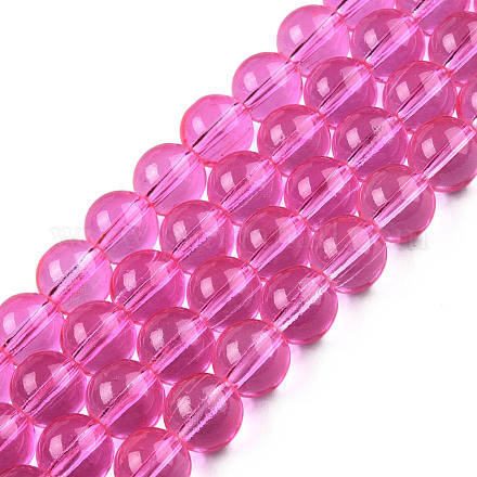 Chapelets de perles rondes en verre transparent peint DGLA-Q022-4mm-02-1