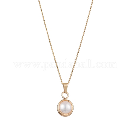 Круглые ожерелья с подвесками из медной проволоки из натурального пресноводного жемчуга NJEW-JN04947-01-1