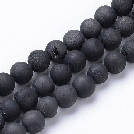 Chapelets de perles en agate de géode naturelle druzy électrolytique X-G-R345-8mm-53-1