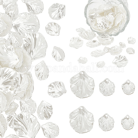 Ph pandahall 150 Uds cuentas de hojas 3 tamaños conchas de perlas blancas amuletos de concha acrílica conchas de vieira de hoja colgantes de concha de almeja de imitación para collar de playa de verano climas de viento fabricación de joyas SACR-PH0001-50-1