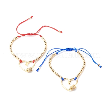 Set di braccialetti di perline intrecciati con filo di nylon regolabile BJEW-JB06438-02-1