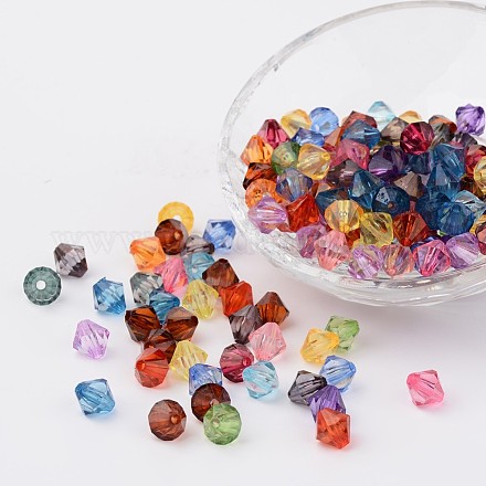 Faceted Bicone Transparent Acrylic Beads DBB16MM-1