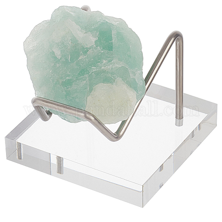 FINGERINSPIRE Acrylic Stone Display Stand 2x2x1.6inch Square Base Platinum Iron Arm Mineral Specimens Display Easel Holders Item Stand for Gemstones ODIS-WH0043-27P-1