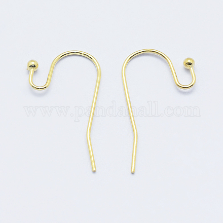 Crochets d'oreilles en laiton plaqué durable KK-K204-136G-NF-1