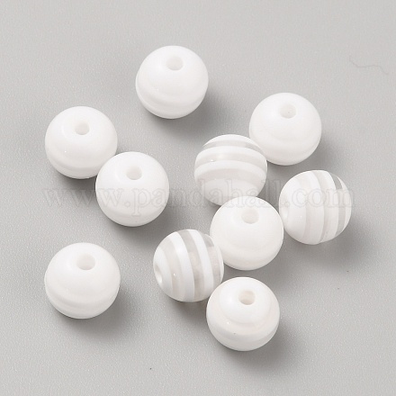 100шт полосатые бусины из смолы&nbsp;RESI-WH0037-04I-1