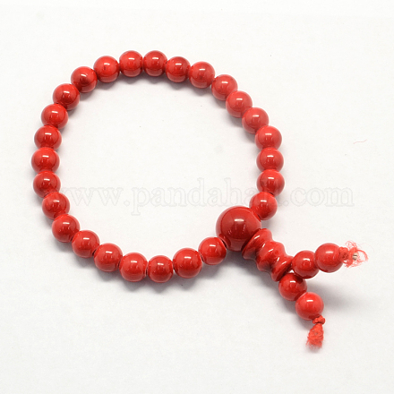 Buddha Meditation gelbe Jade Perlen Stretch-Armbänder BJEW-R041-6mm-02-1