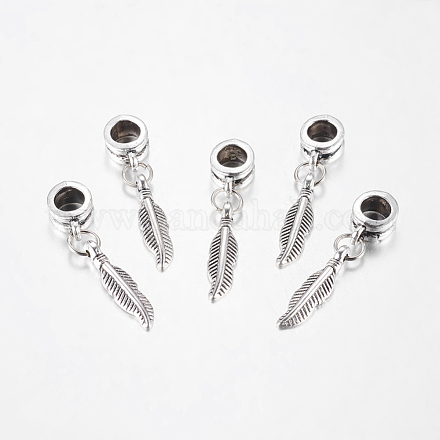 Ciondoli pendenti con piume europee in lega d'argento antico X-PALLOY-JF00001-20-1