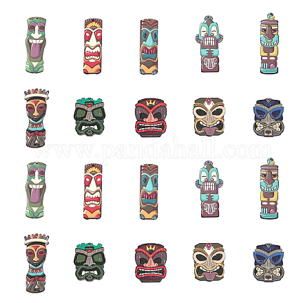 CHGCRAFT 20Pcs 10Styles Pharaoh Mask Charms Colorful Acrylic Pendant Accessories for DIY Earrings Necklace Bracelet Jewelry Making and Crafting SACR-CA0001-18-1