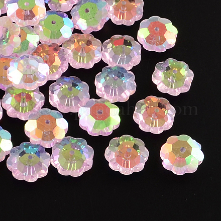 Ab-color de la flor chapado abalorios de vidrio transparente X-GLAA-R160-07AB-1