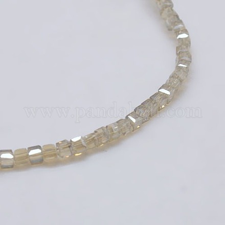 Electroplate Crystal Glass Faceted Cube Beads Strands EGLA-F013-D01-1