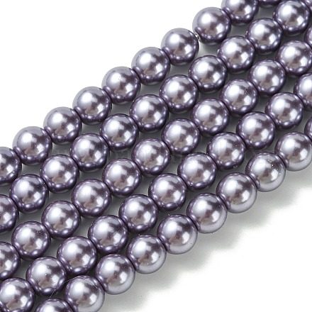 Hebras redondas de perlas de vidrio teñido ecológico HY-A008-8mm-RB116-1
