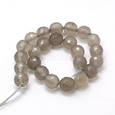 Natural Grey Agate Beads Strands G-G067-14mm-1-1