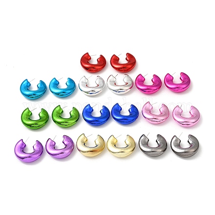 Acrylic Ring Stud Earrings EJEW-P251-35-1