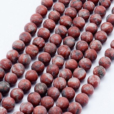 Fili di perle di diaspro / kiwi di sesamo naturale X-G-F518-23-8mm-1