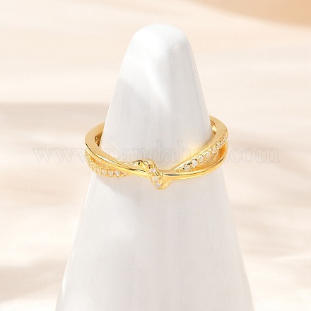 925 регулируемое кольцо-манжета из стерлингового серебра с микропаве из прозрачных кубических цирконий для женщин RJEW-G351-04G-1