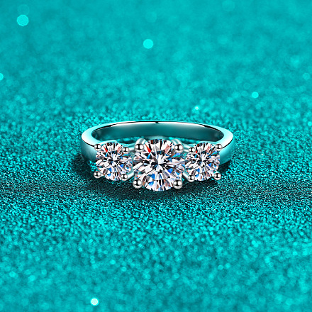 Кольца для пальцев из стерлингового серебра с родиевым покрытием и паве из 925а кубических цирконий WG3C802-22-1