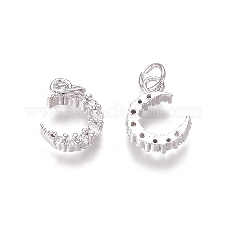 Brass Micro Pave Clear Cubic Zirconia Charms ZIRC-I036-02P-1