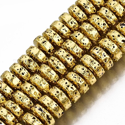 Electroplated Natural Lava Rock Beads Strands G-T114-67G-1