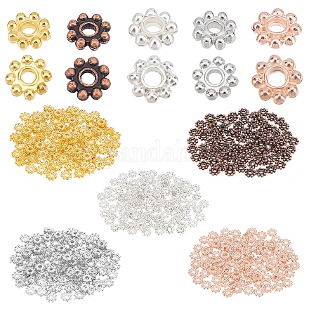 PandaHall Elite 500 pcs Flower Alloy Bead Spacers with Large Hole for DIY Jewelry Making PALLOY-PH0012-51-1