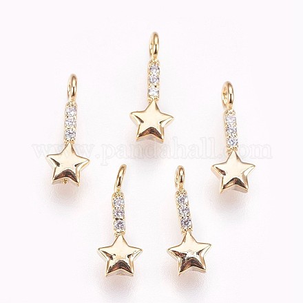 Brass Micro Pave Cubic Zirconia Charms X-KK-P157-06G-NF-1