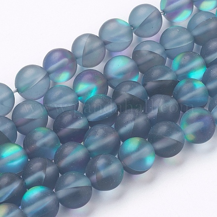 Chapelets de perles en pierre de lune synthétique G-K280-02-10mm-12-1