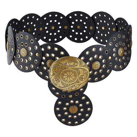 Винтажные ремни с дисковой цепью из искусственной кожи AJEW-WH0696-051B-1