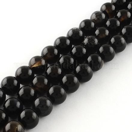 Natural Black Onyx Round Bead Strands G-R198-14mm-1