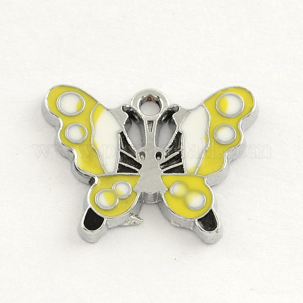 Schmetterlingsanhänger aus platinierter Legierung mit Emaille ENAM-R032-04-1
