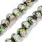 Handmade Foil Lampwork Beads Strands, Rondelle with Flower, Faceted, Dark Green, 9.5~10x7.5~8mm, Hole: 1.1~1.5mm, about 40pcs/strand, 12.60''(32cm)