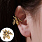 Brass Rhinestone Cuff Earrings, Light Gold, Bees, 10x10mm