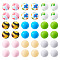 54Pcs 9 Styles Round Food Grade Eco-Friendly Silicone Beads, Mixed Color, 14~15mm, Hole: 2mm, 6pcs/style