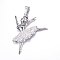316 Surgical Stainless Steel Big Pendants, with Rhinestones, Ballerina, Crystal, 53x44x6mm, Hole: 9.5x5mm